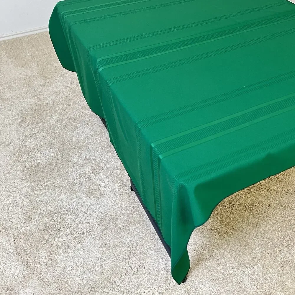 Tablecloth Dark Green Fabric Stripes Sheen Easy Care Polyester 54x51 Dining
